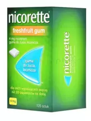 Nicorette FreshFruit Gum, 4 mg, guma do żucia, 105 sztuk