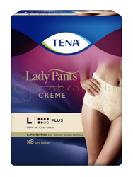 TENA Lady Pants Plus Creme, Bielizna dla kobiet, rozmiar L, 8 sztuk