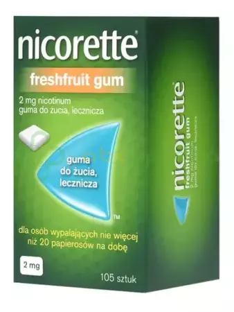 Nicorette FreshFruit Gum, 2 mg, guma do żucia, 105 sztuk