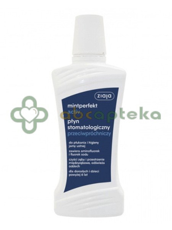 Ziaja Mintperfekt activ, płyn stomatologiczny przeciwpróchniczy, 500 ml | DATA WAŻNOŚCI 28.02.2026