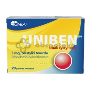 Uniben smak cytrynowy, 20 pastylek
