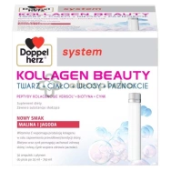 Doppelherz System Kollagen Beauty, smak malina i jagoda  25 ml x 30 ampułek