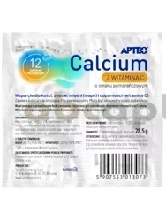 Calcium z witaminą C o smaku pomarańczowym (w folii) APTEO, 12 tabletek musujących | DATA WAŻNOŚCI 31.10.2026