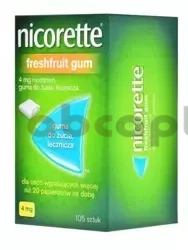 Nicorette FreshFruit Gum, 4 mg, guma do żucia, 105 sztuk