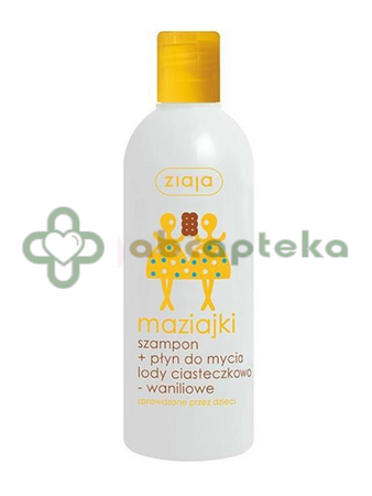 Ziaja Maziajki, szampon + płyn do mycia dla dzieci, lody ciasteczkowo-waniliowe, 300 ml