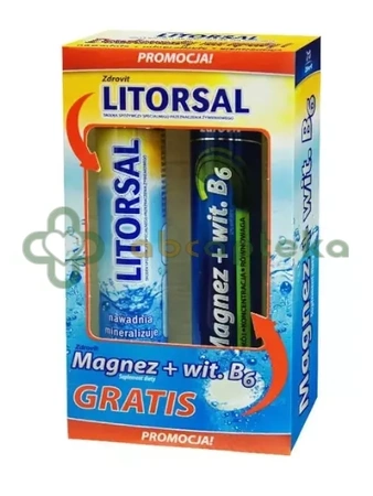 Zdrovit Litorsal, 24 tabletki musujące + Magnez z Witaminą B6, 24 tabletki musujące