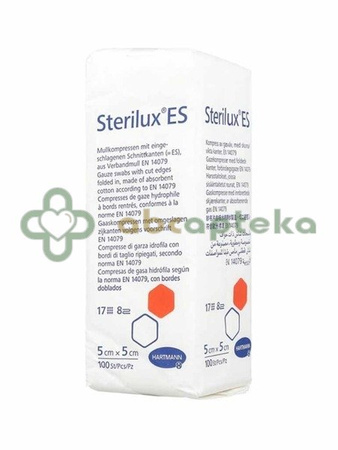 Sterilux ES kompresy niejałowe, 17 nitkowe, 8 warstwowe, 5 cm x 5 cm, 50 sztuk