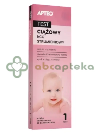 Test ciążowy HCG strumieniowy APTEO,  1 sztuka