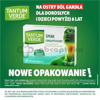 Tantum Verde, smak eukaliptusowy, 30 pastylek