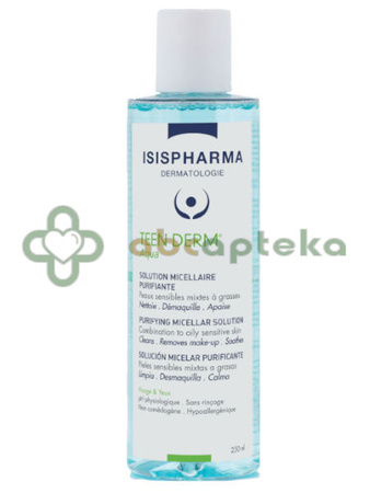 Isispharma Teen Derm woda micelarna do oczyszczania skóry tłustej, trądzikowej, 250 ml | DATA WAŻNOŚCI  31.12.2025