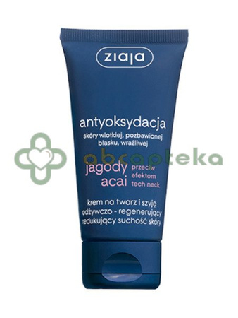 Ziaja Jagody Acai, krem na twarz i szyję odżywczo - regenerujący, redukujący suchość skóry, 50 ml