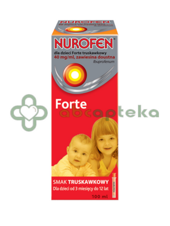 Nurofen Forte, 40 mg/ml, zawiesina doustna o smaku truskawkowym, 100 ml