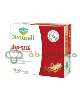 Naturell, Żeń-szeń, 20 mg, 60 tabletek