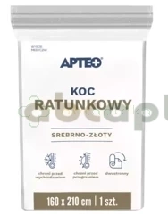 Koc ratunkowy srebrno-złoty 160 cm x 210 cm APTEO,                 1 sztuka