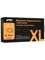 Rękawice diagnostyczne i ochronne nitrylowe, bezpudrowe, czarne, rozmiar XL APTEO, 100 sztuk