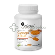 Aliness Curcumin 3 Plus, kurkuma z piperyną, 60 kapsułek