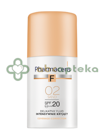 Pharmaceris F, delikatny fluid intensywnie kryjący, 02 Sand, SPF 20, 30 ml