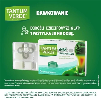 Tantum Verde, smak eukaliptusowy, 30 pastylek