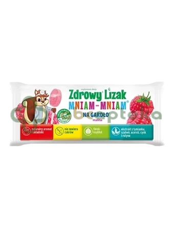 Zdrowy Lizak Mniam-Mniam Malina- gardło 40 sztuk (display)