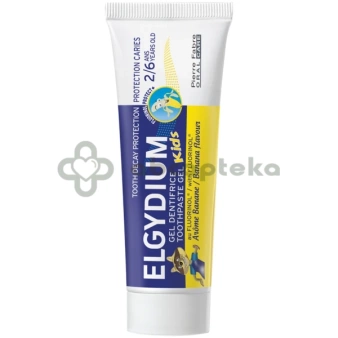 Elgydium Kids, pasta do zębów dla dzieci (2-6 lat) Fluorinol Protect, smak bananowy, 50 ml