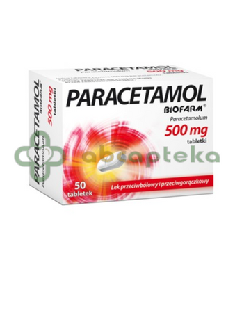 Paracetamol Biofarm, 500 mg, 50 tabletek | DATA WAŻNOŚCI 30.04.2027