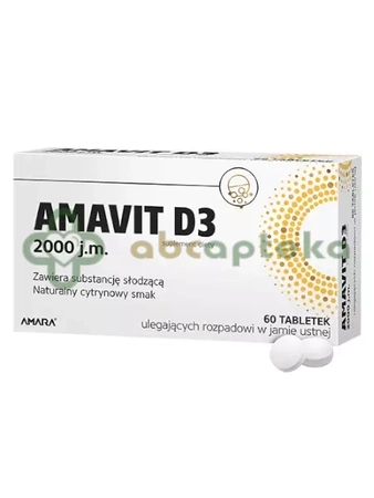 Amavit D3 2000 j.m., 60 tabletek ulegających rozpadowi w jamie ustnej