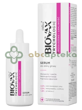 Biovax Trychologic, Przesuszenie i Łamliwość, serum do skóry głowy, 50 ml + Trychologic wypadanie szampon 50ml w prezencie !