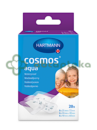 Cosmos Aqua, plastry wodoodporne z opatrunkiem, 3 rozmiary, 20 sztuk 