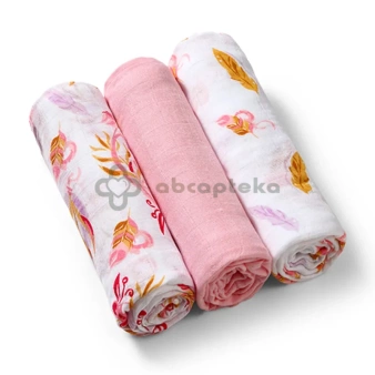 Babyono Natural Bamboo, naturalne pieluszki z włókien bambusa, 397/07, różowe, 3 sztuki