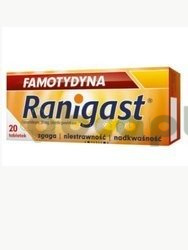Famotydyna Ranigast 20 mg, 20 tabletek