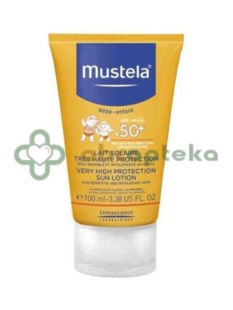 Mustela Sun, mleczko przeciwsłoneczne do twarzy i ciała, od 1 dnia życia, SPF50 +, 100 ml