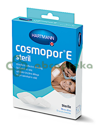 COSMOPOR E, opatrunek na rany pooperacyjne, samoprzylepny, jałowy, włókninowy, z warstwą chłonną, 10 cm x 8 cm, 5 sztuk