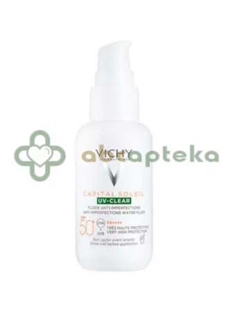 Vichy Capital Soleil UV-Clear, fluid przeciw niedoskonałościom SPF50+, 40 ml  + VICHY Capital Soleil Fluid OCHRONNY UV-Clear 15 ml tubka SPF50+ | DATA WAŻNOŚCI 30.10.2025