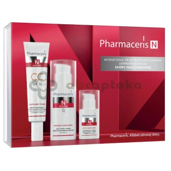 Zestaw Pharmaceris N - krem tonujący, SPF 30, 50 ml +  aktywny krem przeciwzmarszczkowy do twarzy, SPF 10, 40 ml + intensywny krem redukujący cienie i worki pod oczami, 15 ml