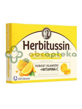 Herbitussin Miód i Cytryna, 12 pastylek