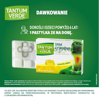 Tantum Verde, smak cytrynowy, 20 pastylek