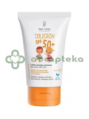 Iwostin Solecrin lekka emulsja ochronna dla dzieci SPF50+ 100 ml | DATA WAŻNOŚCI 31.12.2025