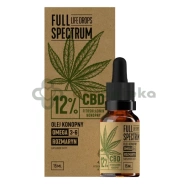Full Spectrum Life Drops, Olej konopny 12% CBD, 15 ml