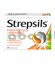 Strepsils pomarańczowy z witaminą C, 24 pastylki