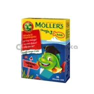 Tran Moller's Omega-3 Rybki, smak malinowy, 36 sztuk
