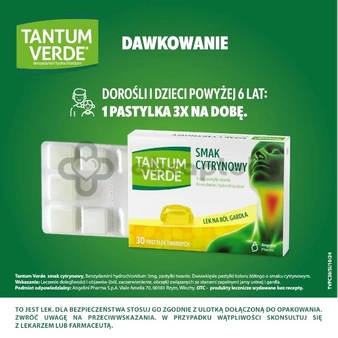 Tantum Verde, smak cytrynowy, 30 pastylek