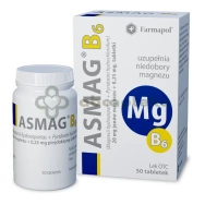 Asmag B6, 20 mg + 0,25 mg, 50 tabletek