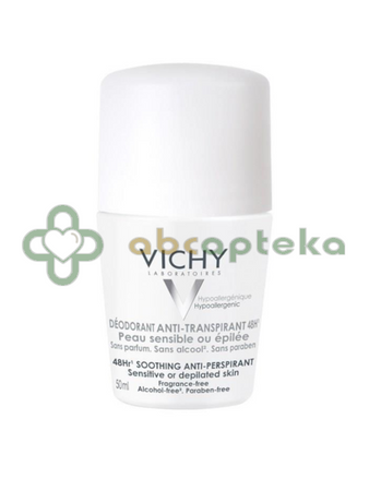 Vichy, dezodorant antyperspirant w kulce 48h, do skóry wrażliwej, 50 ml  | DATA WAŻNOŚCI 30.06.2025