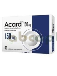 Acard 150 mg, 60 tabletek dojelitowych | DATA WAŻNOŚCI 31.03.2025