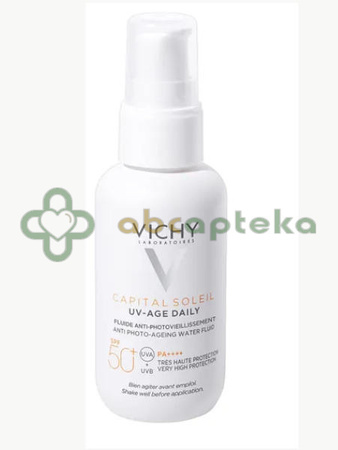 Vichy Capital Soleil UV-Age Daily, fluid przeciw fotostarzeniu się skóry SPF 50+, 40 ml + VICHY Capital Soleil Fluid OCHRONNY UV-Clear 15 ml tubka SPF50+  
