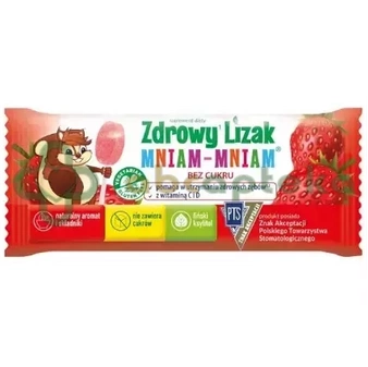 Zdrowy Lizak Mniam-Mniam na ząbki, kości i odporność, smak truskawkowy, 1 sztuka