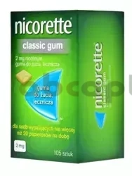 Nicorette Classic Gum, 2 mg, guma do żucia, 105 sztuk