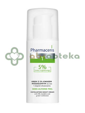 Pharmaceris T Sebo-Almond Peel, krem z 5% kwasem migdałowym na noc, I stopień złuszczania, 50 ml