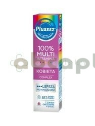 Plusssz 100% Multiwitamina Kobieta Complex, smak malina-pomarańcza, 20 tabletek musujących