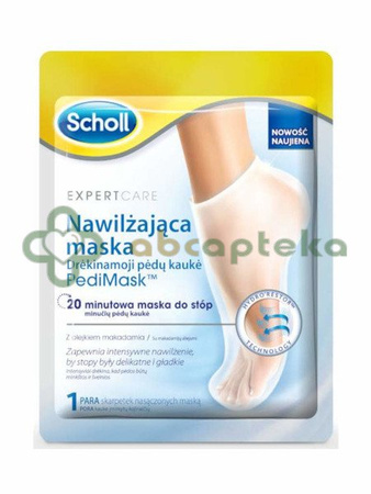 Scholl, PediMask Nawilżająca maska do stóp z olejkiem makadamia, 1 sztuka